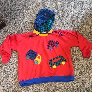 Vintage 90s Playclothes Colorful Kids Hoodie with Car Design